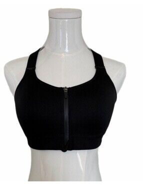 PINK Victoria's Secret Active Ultimate Black Front-Zip High Impact Sports Bra S